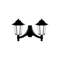 Flat image of latern. Wall lamp icon with two shades. Street light symbol.